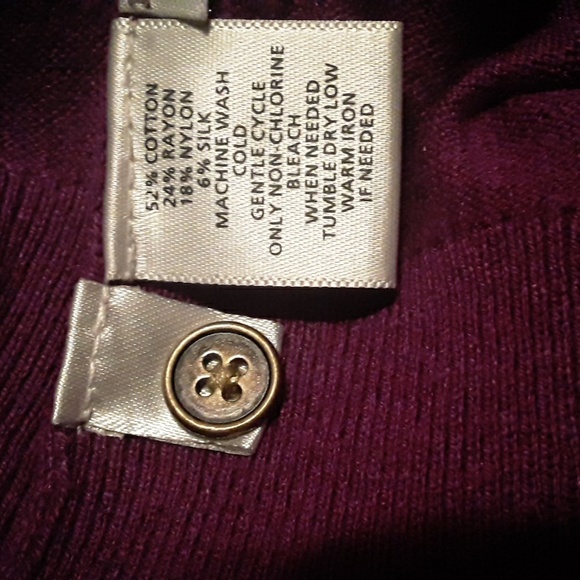 LOFT Raspberry V-Neck Sweater - Picture 6 of 6